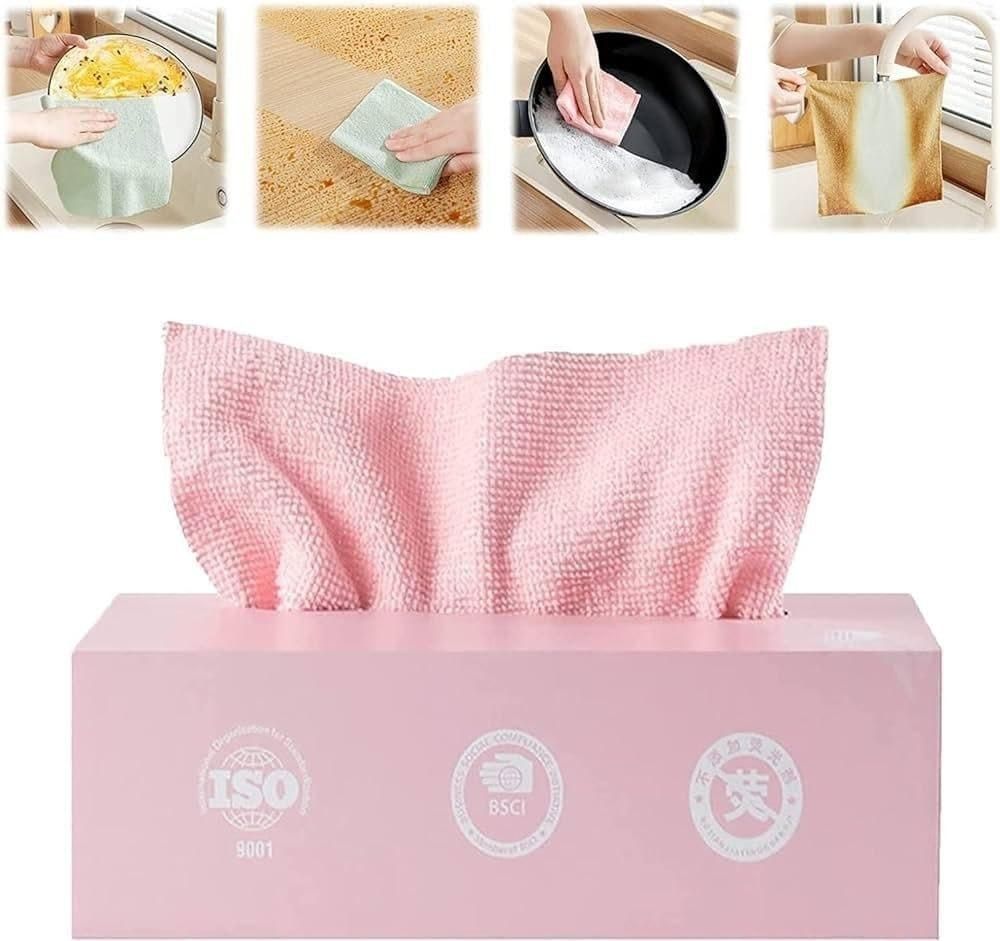 🧽 Reusable Microfiber Cleaning Cloth – 20 PCS with Dispenser Box