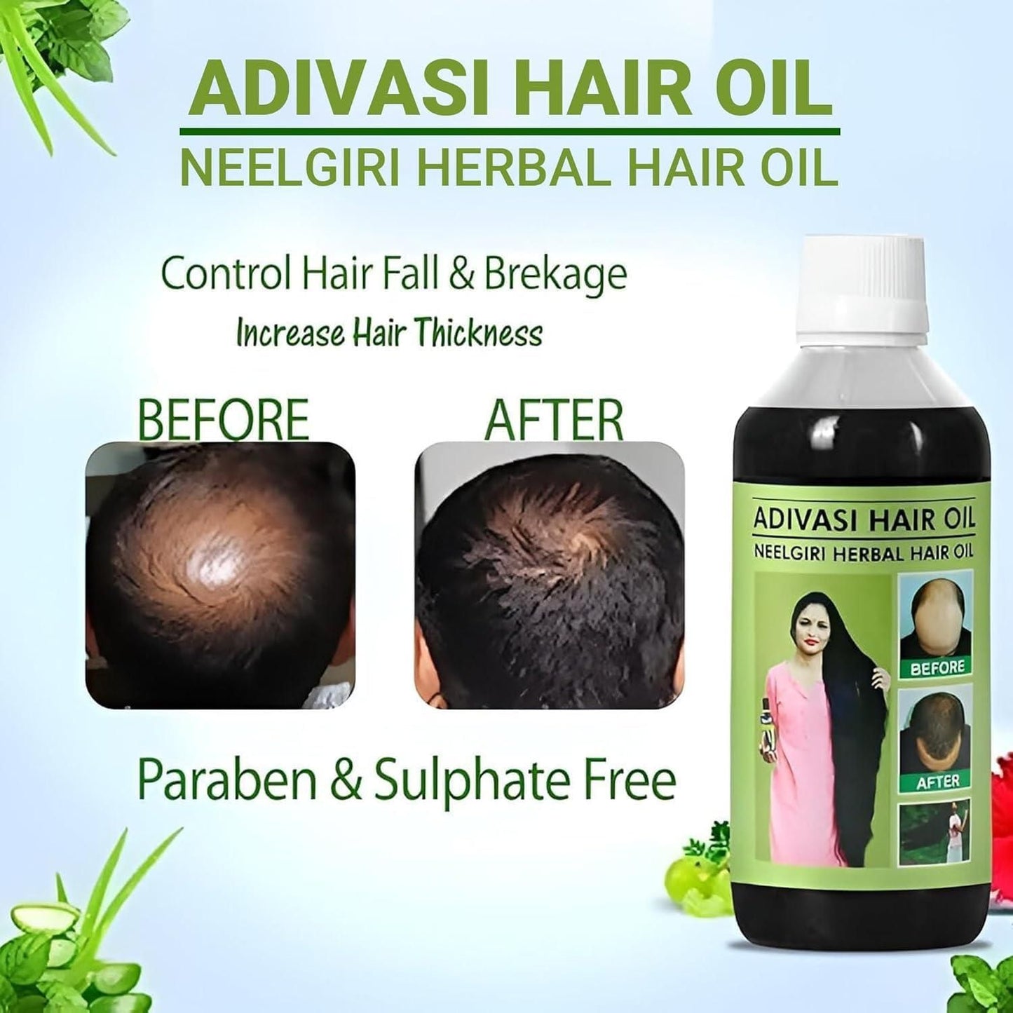 🌿 Adivasi Herbal Hair Oil – 125ML (Buy 1 Get 1 Free)